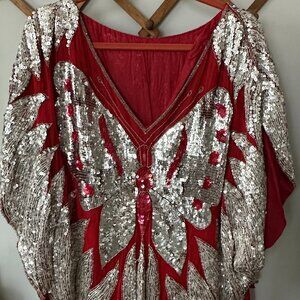 70s Vintage one of a kind sequin butterfly top
